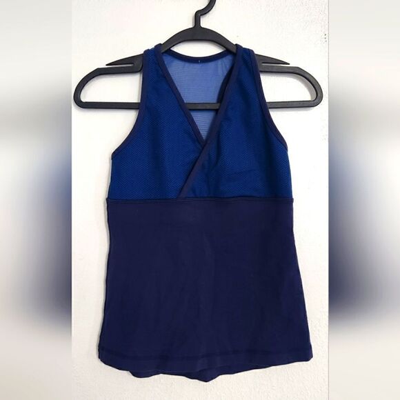 Lululemon Athletica Surplice Mesh Tank Top in Blue Size 6 - Picture 1 of 9